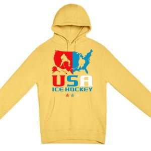 Usa Ice Hockey Independence Day American Flag Sports Gift Premium Pullover Hoodie