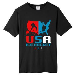 Usa Ice Hockey Independence Day American Flag Sports Gift Tall Fusion ChromaSoft Performance T-Shirt