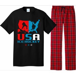 Usa Ice Hockey Independence Day American Flag Sports Gift Pajama Set