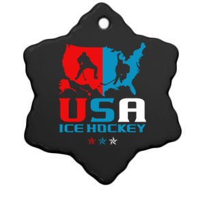 Usa Ice Hockey Independence Day American Flag Sports Gift Ceramic Star Ornament