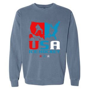 Usa Ice Hockey Independence Day American Flag Sports Gift Garment-Dyed Sweatshirt