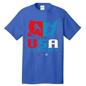 Usa Ice Hockey Independence Day American Flag Sports Gift Tall T-Shirt