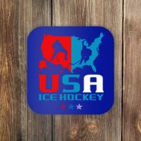 Usa Ice Hockey Independence Day American Flag Sports Gift Coaster