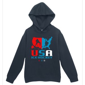 Usa Ice Hockey Independence Day American Flag Sports Gift Urban Pullover Hoodie