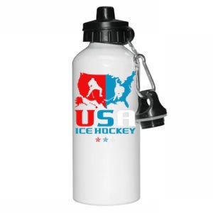 Usa Ice Hockey Independence Day American Flag Sports Gift Aluminum Water Bottle