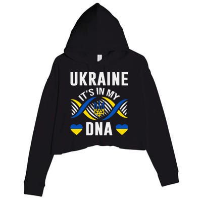 Ukraine Is In My DNA Ukrainian National Pride Flag Colors Crop Fleece Hoodie