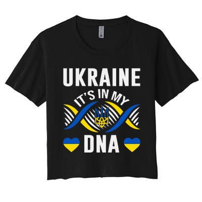 Ukraine Is In My DNA Ukrainian National Pride Flag Colors Women's Crop Top Tee