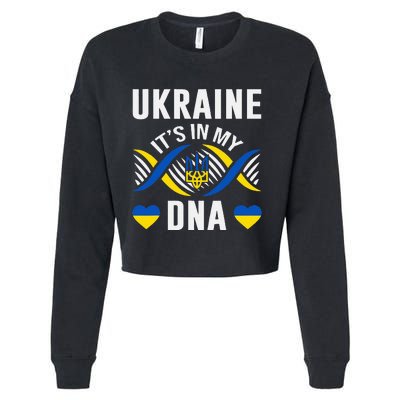 Ukraine Is In My DNA Ukrainian National Pride Flag Colors Cropped Pullover Crew