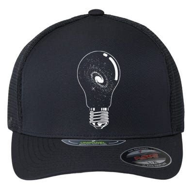 Universe In Lightbulb Outer Space Galaxy Astronomy Astronaut Flexfit Unipanel Trucker Cap