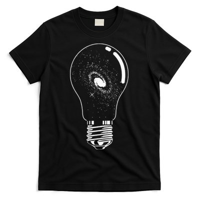 Universe In Lightbulb Outer Space Galaxy Astronomy Astronaut T-Shirt