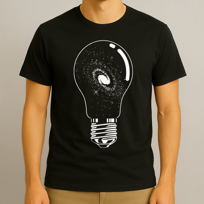 Universe In Lightbulb Outer Space Galaxy Astronomy Astronaut T-Shirt