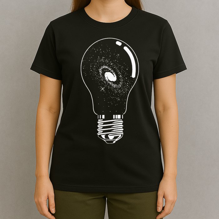 Universe In Lightbulb Outer Space Galaxy Astronomy Astronaut T-Shirt