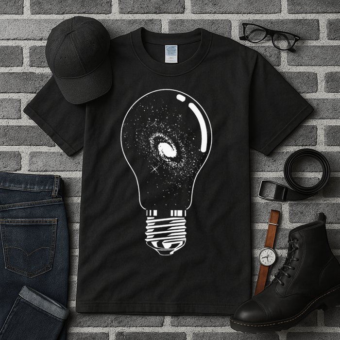 Universe In Lightbulb Outer Space Galaxy Astronomy Astronaut Tall T-Shirt