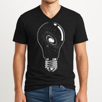 Universe In Lightbulb Outer Space Galaxy Astronomy Astronaut V-Neck T-Shirt