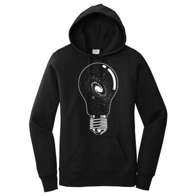 Universe In Lightbulb Outer Space Galaxy Astronomy Astronaut Women's Pullover Hoodie