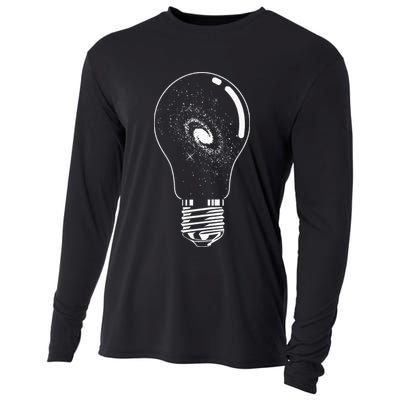 Universe In Lightbulb Outer Space Galaxy Astronomy Astronaut Cooling Performance Long Sleeve Crew