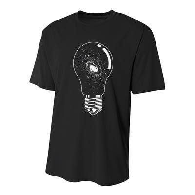 Universe In Lightbulb Outer Space Galaxy Astronomy Astronaut Youth Performance Sprint T-Shirt