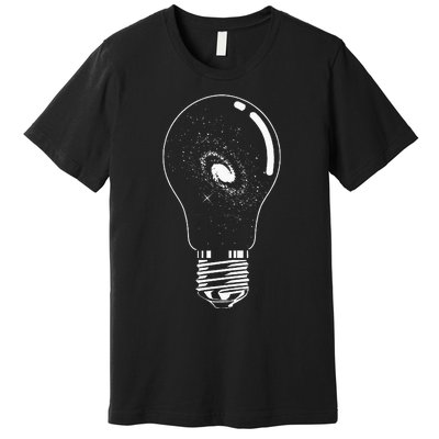 Universe In Lightbulb Outer Space Galaxy Astronomy Astronaut Premium T-Shirt