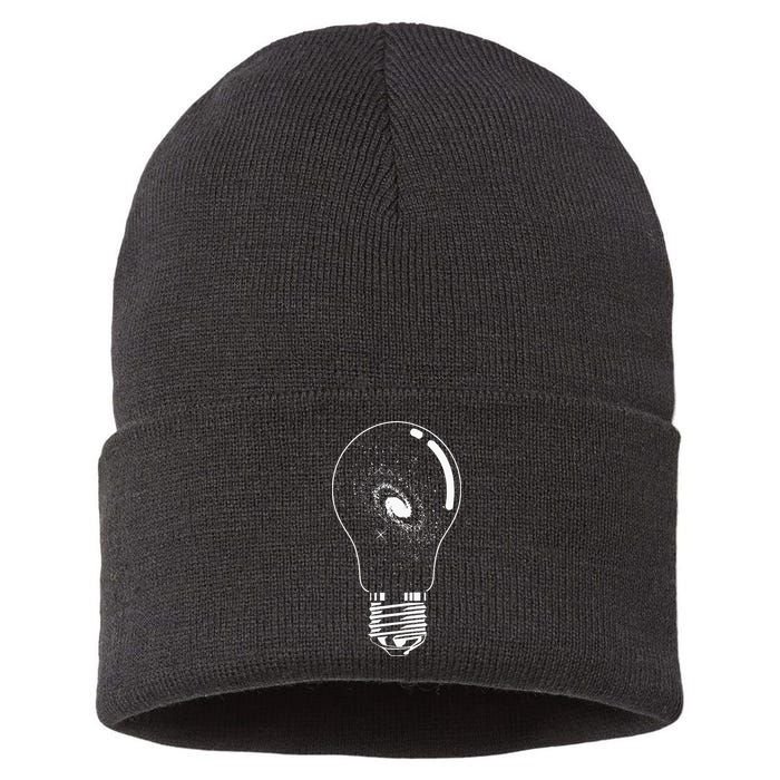 Universe In Lightbulb Outer Space Galaxy Astronomy Astronaut Sustainable Knit Beanie