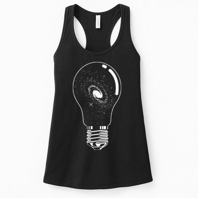 Universe In Lightbulb Outer Space Galaxy Astronomy Astronaut Womens Tank Top