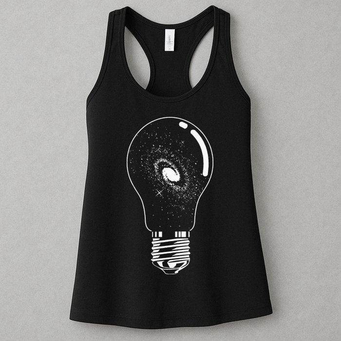 Universe In Lightbulb Outer Space Galaxy Astronomy Astronaut Womens Tank Top