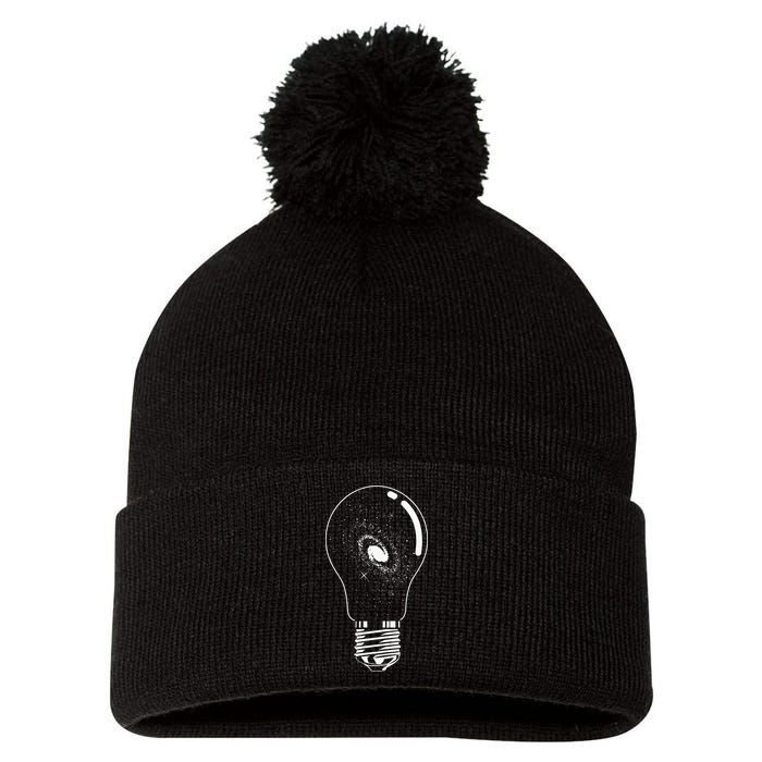 Universe In Lightbulb Outer Space Galaxy Astronomy Astronaut Pom Pom 12in Knit Beanie