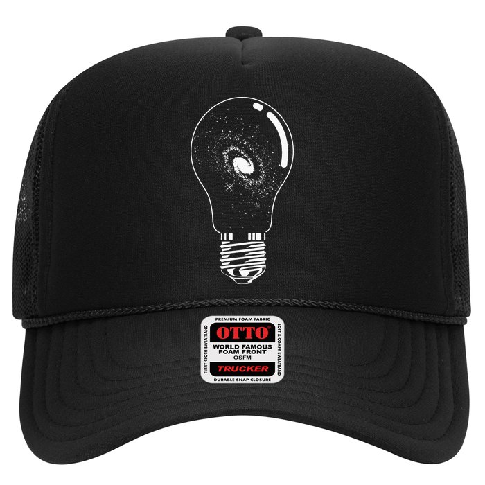 Universe In Lightbulb Outer Space Galaxy Astronomy Astronaut Trucker Hat