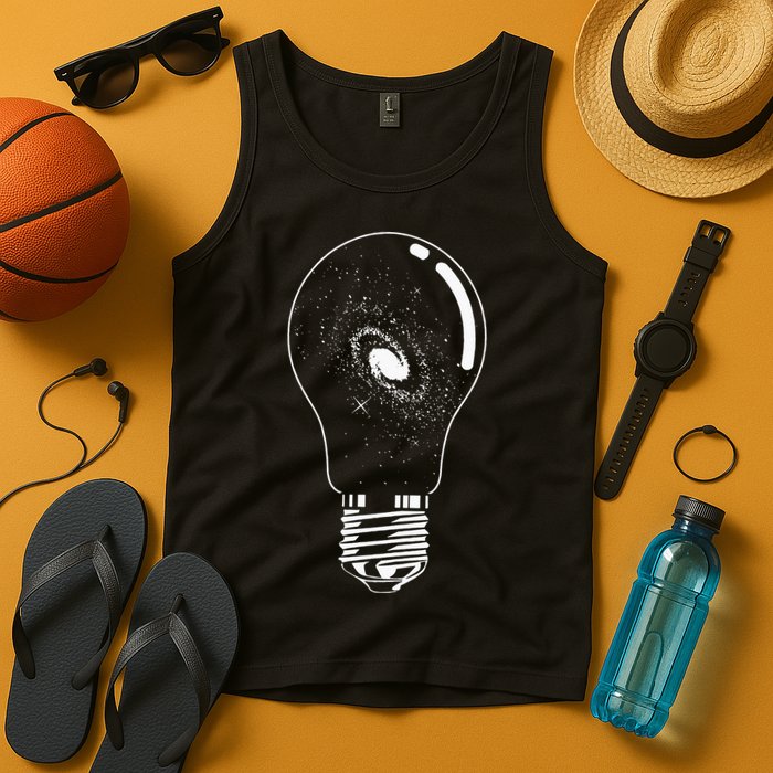 Universe In Lightbulb Outer Space Galaxy Astronomy Astronaut Tank Top