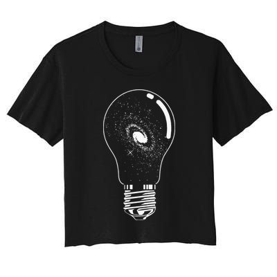 Universe In Lightbulb Outer Space Galaxy Astronomy Astronaut Crop Top