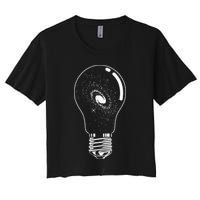 Universe In Lightbulb Outer Space Galaxy Astronomy Astronaut Crop Top