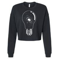 Universe In Lightbulb Outer Space Galaxy Astronomy Astronaut Cropped Pullover Crew
