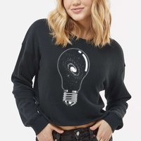 Universe In Lightbulb Outer Space Galaxy Astronomy Astronaut Cropped Pullover Crew