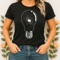 Universe In Lightbulb Outer Space Galaxy Astronomy Astronaut Womens T-Shirt