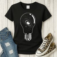Universe In Lightbulb Outer Space Galaxy Astronomy Astronaut Womens T-Shirt
