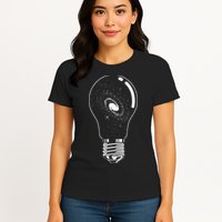 Universe In Lightbulb Outer Space Galaxy Astronomy Astronaut Womens T-Shirt