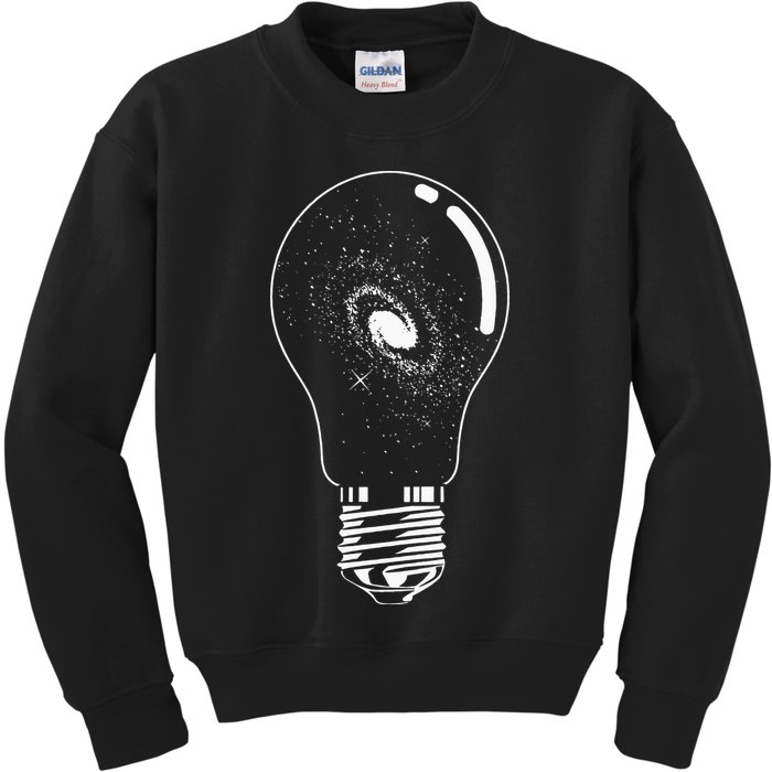 Universe In Lightbulb Outer Space Galaxy Astronomy Astronaut Kids Sweatshirt