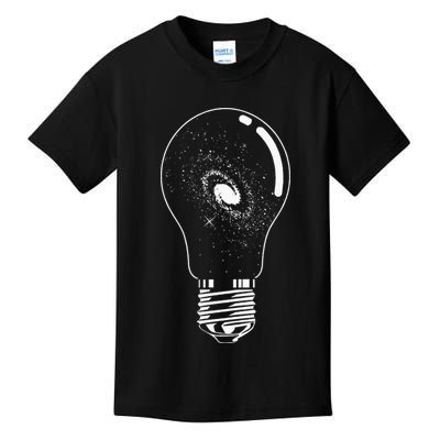 Universe In Lightbulb Outer Space Galaxy Astronomy Astronaut Kids T-Shirt
