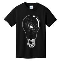 Universe In Lightbulb Outer Space Galaxy Astronomy Astronaut Kids T-Shirt