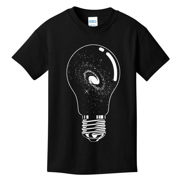 Universe In Lightbulb Outer Space Galaxy Astronomy Astronaut Kids T-Shirt