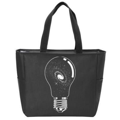 Universe In Lightbulb Outer Space Galaxy Astronomy Astronaut Zip Tote Bag