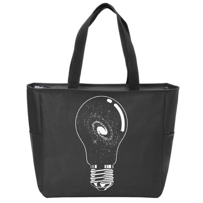 Universe In Lightbulb Outer Space Galaxy Astronomy Astronaut Zip Tote Bag