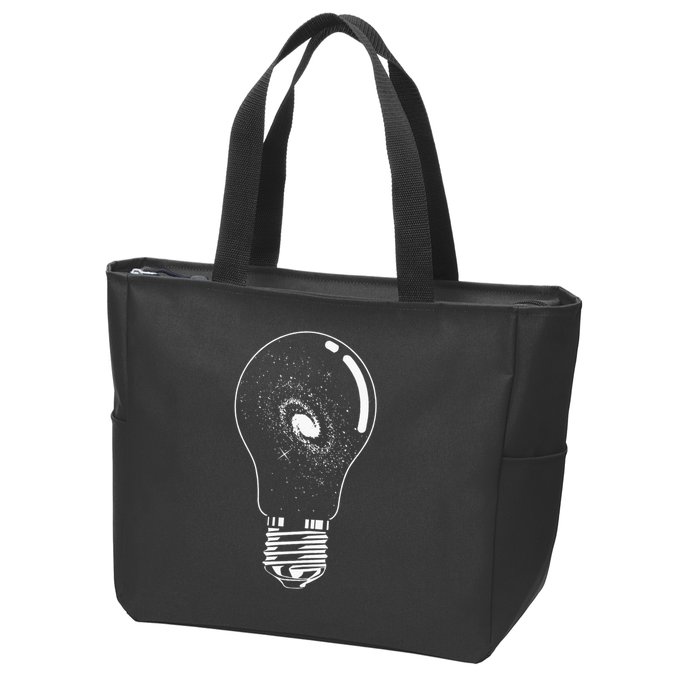 Universe In Lightbulb Outer Space Galaxy Astronomy Astronaut Zip Tote Bag