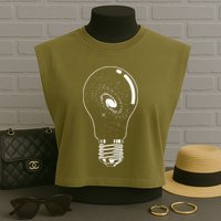 Universe In Lightbulb Outer Space Galaxy Astronomy Astronaut Garment-Dyed Women's Muscle Tee