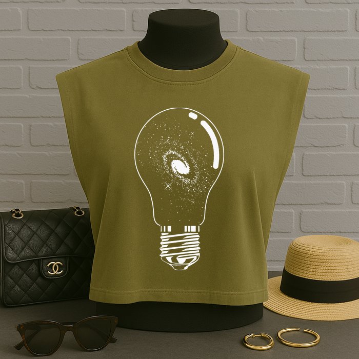 Universe In Lightbulb Outer Space Galaxy Astronomy Astronaut Garment-Dyed Women's Muscle Tee