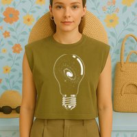 Universe In Lightbulb Outer Space Galaxy Astronomy Astronaut Garment-Dyed Women's Muscle Tee