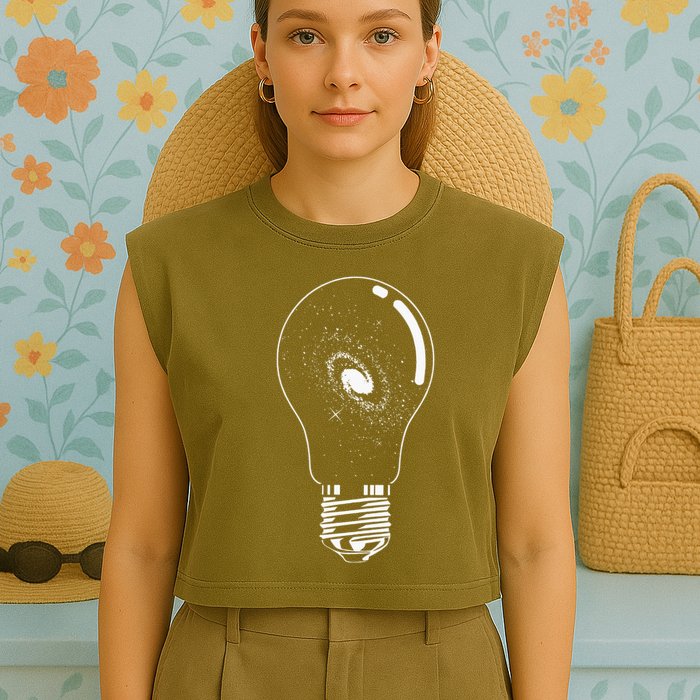 Universe In Lightbulb Outer Space Galaxy Astronomy Astronaut Garment-Dyed Women's Muscle Tee