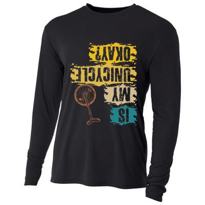 Unicyclist Is My Unicycle Okay Retro Vintage Cyclist Cooling Performance Long Sleeve Crew