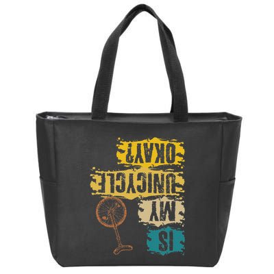 Unicyclist Is My Unicycle Okay Retro Vintage Cyclist Zip Tote Bag