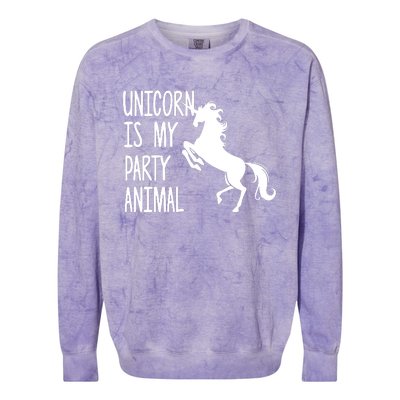 Unicorn Is My Party Animal Colorblast Crewneck Sweatshirt