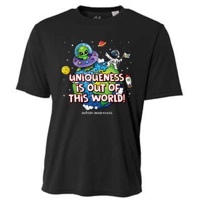 Uniqueness Is Out Of This World Autism Awareness Cooling Performance Crew T-Shirt